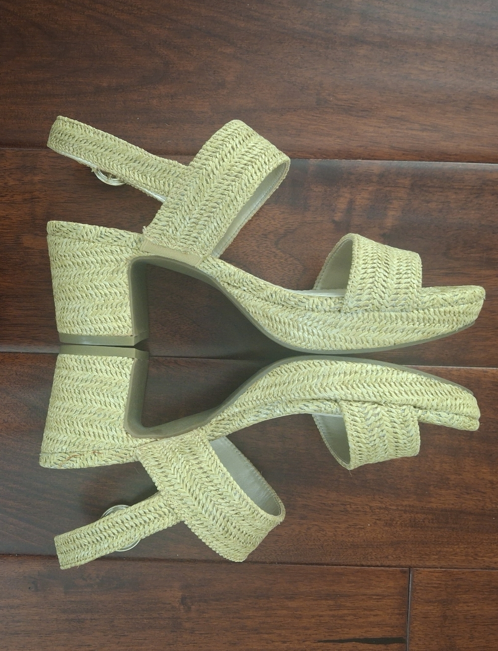 ANNE KLEIN "Padrino" Natural Woven Raffia Slingback Sandals - Size 7 - Picture 2 of 9